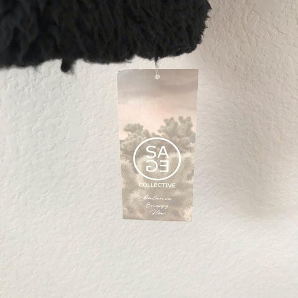 New! SAGE COLLECTIVE Sherpa Teddy Half Zip Pullover Faux Shearling Black Jacket - Picture 8 of 10